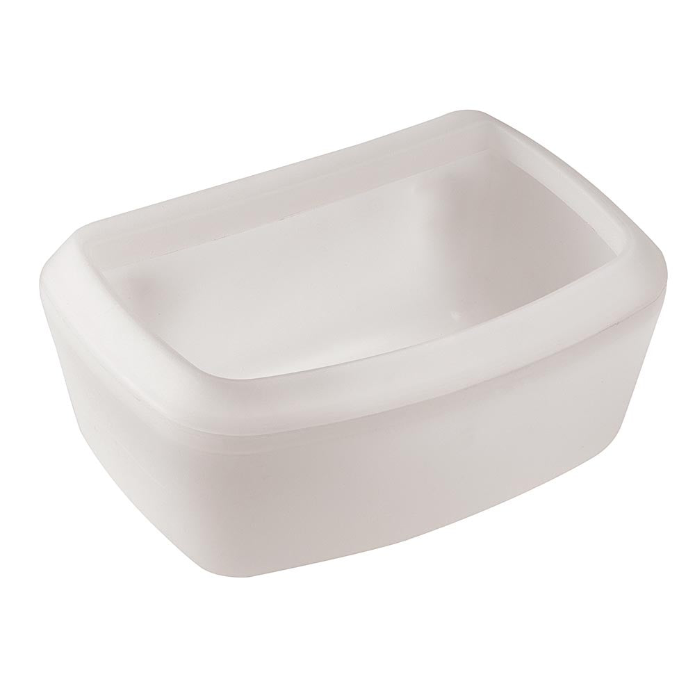 Weiße, rechteckige Silikonbackform, ideal für Kuchen und Brot. Hitzebeständig, flexibel und antihaftend für gleichmäßiges Backen.