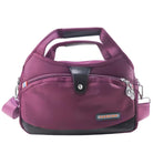 Lila Handtasche aus Nylon mit Reißverschluss, verstellbarem Gurt, modisch und wasserabweisend.