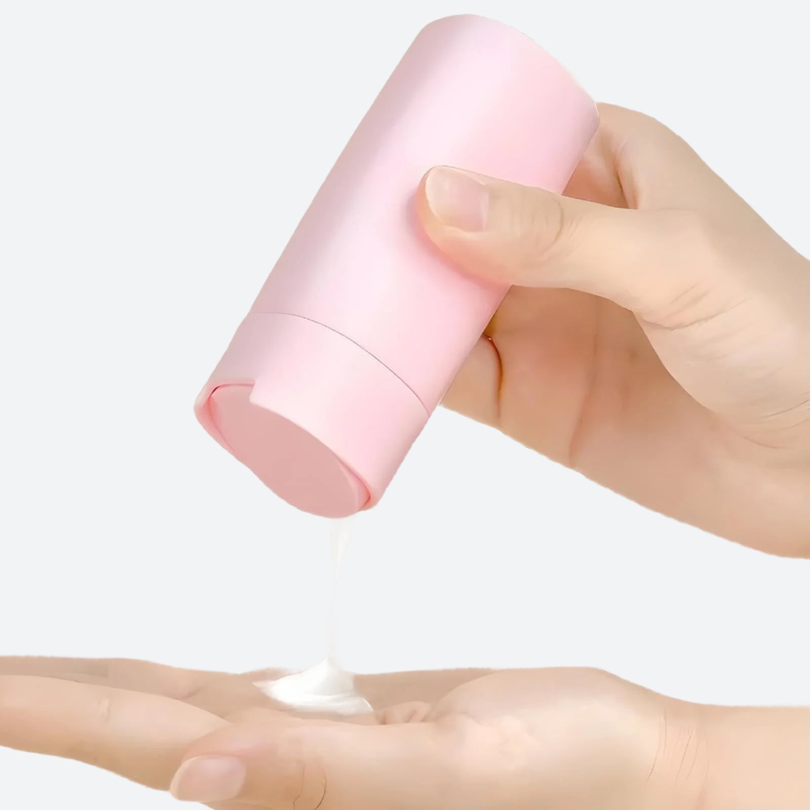 Rosa Spender mit Lotion, Handpflege, Hautpflegeprodukt, Feuchtigkeitscreme, Kosmetikflasche