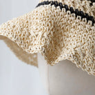 Strohhut Damen 2024: Handgefertigter Häkel-Bucket-Hat mit UV-Schutz, ideal für Sommer und Strand. Modischer Fischerhut mit Streifen.