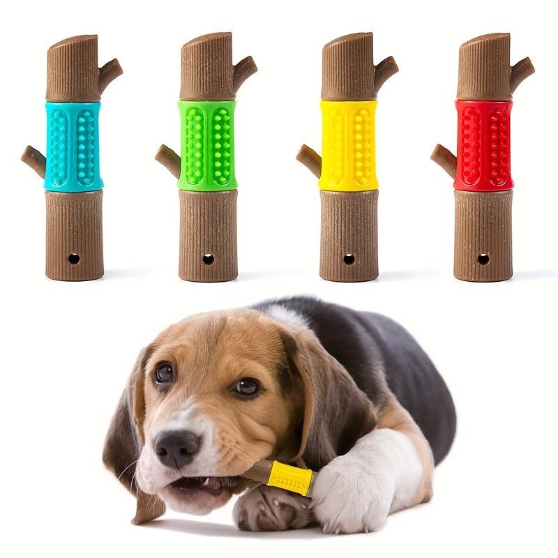 Hundespielzeug Kaustäbe in Braun mit bunten Griffen, ideal für Zahnpflege und Spielspaß. Perfekt für Welpen und kleine Hunde. Robust und langlebig.