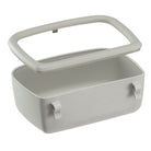 Graue Aufbewahrungsbox aus Kunststoff mit abnehmbarem Deckel, ideal für Küche oder Bad. Praktische und stilvolle Lösung zur Organisation.