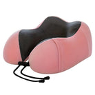 Rosa Nackenkissen aus Memory-Schaum, ergonomisch, ideal für Reisen und Entspannung.