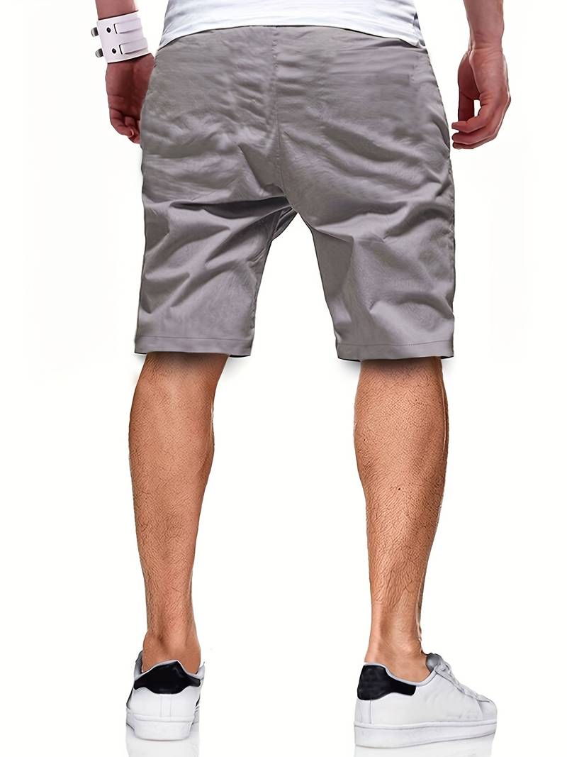 Graue Herren-Shorts aus Baumwolle, knielang, lässig, ideal für Sommermode.