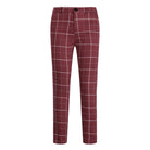 Bordeaux karierte Hose, Herrenmode, Baumwolle, Slim Fit, kariertes Muster, stilvoll, elegant.