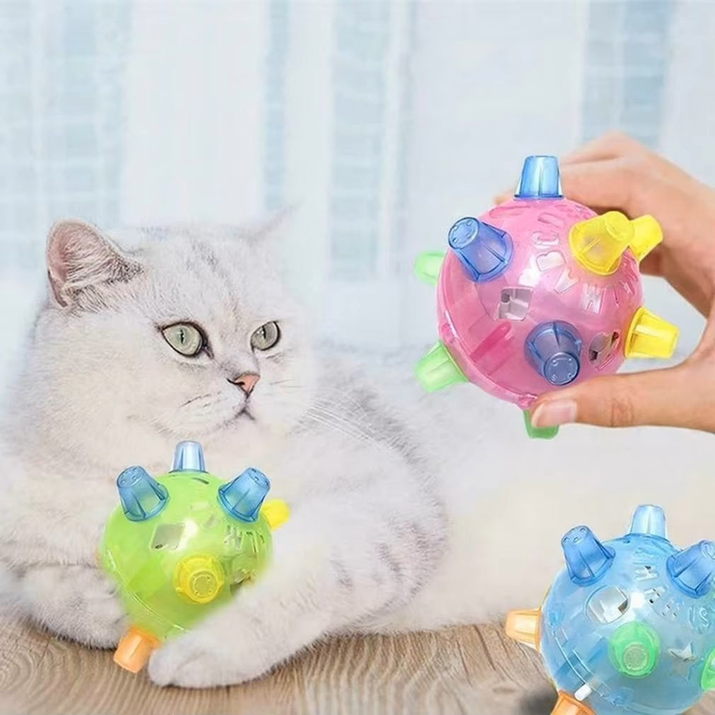 Katzenspielzeug interaktiver Ball, bunt, mit LED-Licht und Noppen, ideal für Katzenbeschäftigung und Spielspaß. Perfekt für aktive Haustiere.
