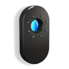 Schwarze LED-Kamera mit blauem Objektiv, Überwachung, Sicherheitstechnik, modernes Design