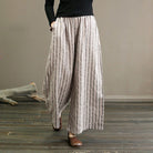 Damen Leinenhose mit Streifenmuster, weit geschnitten, ideal für lässige Outfits. Perfekt für Komfort und Stil im Alltag.