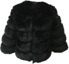 Luxuriöse schwarze Kunstpelzjacke, weich und voluminös, ideal für stilvolle Wintermode. Perfekt für elegante Anlässe und kalte Tage.