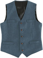 Blaue Herrenweste, Tweed, Knöpfe, ärmellos, formell, Anzugweste, elegantes Design.