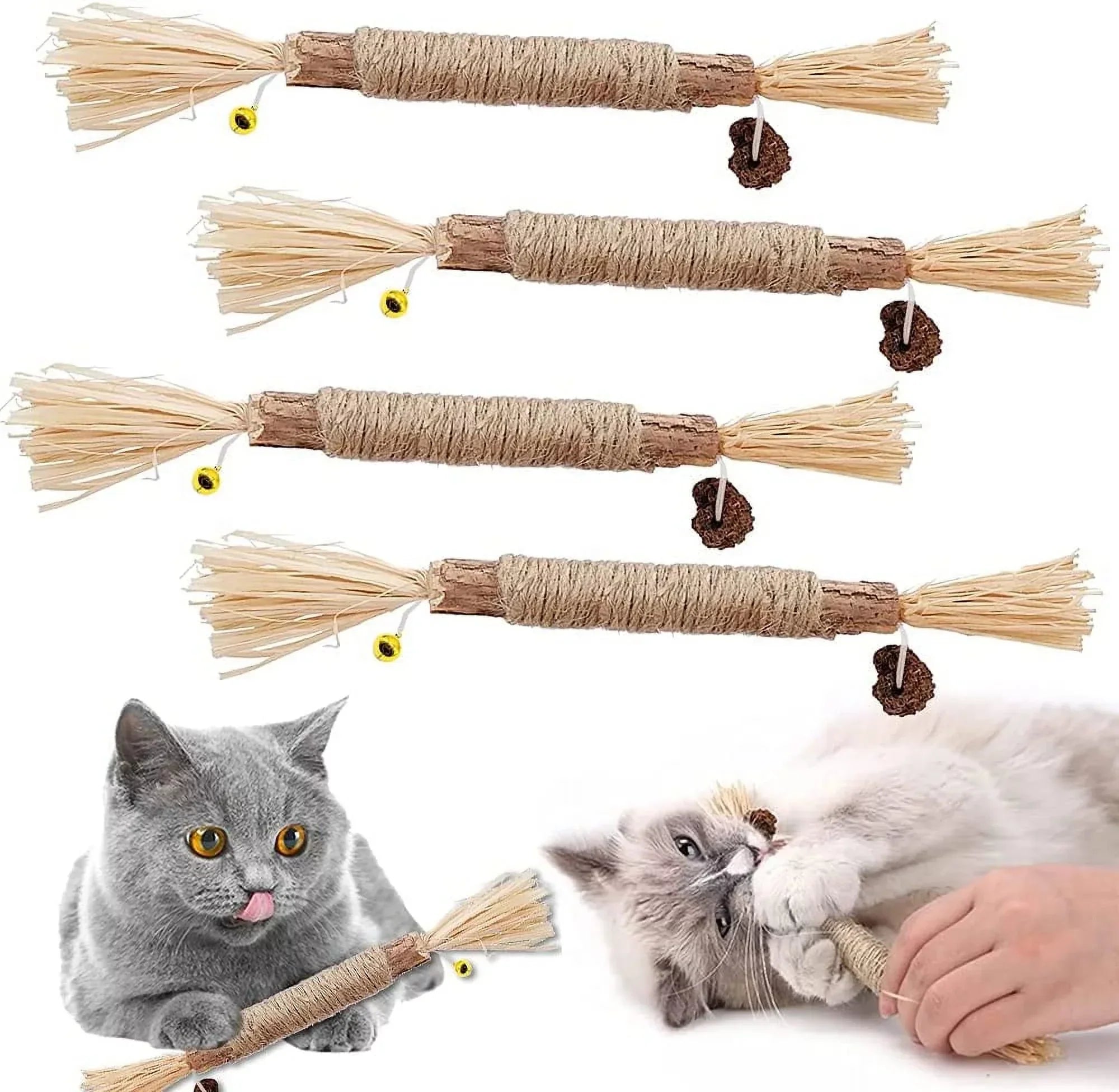 Katzenspielzeug-Set aus Naturmaterialien, 5er-Pack. Ideal für Katzen zum Spielen und Kauen. Fördert Aktivität und Zahnpflege.