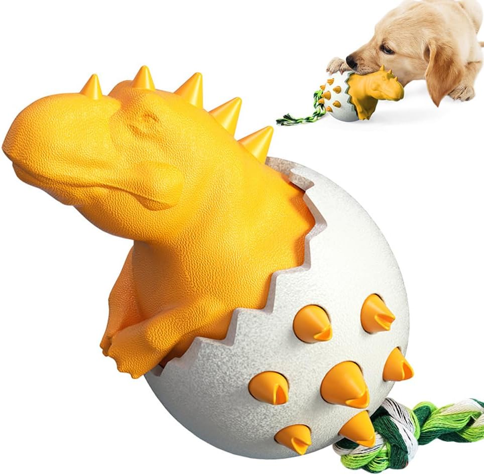 Hundespielzeug Dinosaurier Ei, interaktives Kauspielzeug für Welpen, robustes Design, fördert Zahngesundheit, ideal für kleine Hunde.
