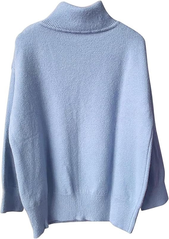 Hellblauer Rollkragenpullover aus Kaschmir, weich und warm, ideal für Herbst und Winter. Modischer Strickpullover für Damen.