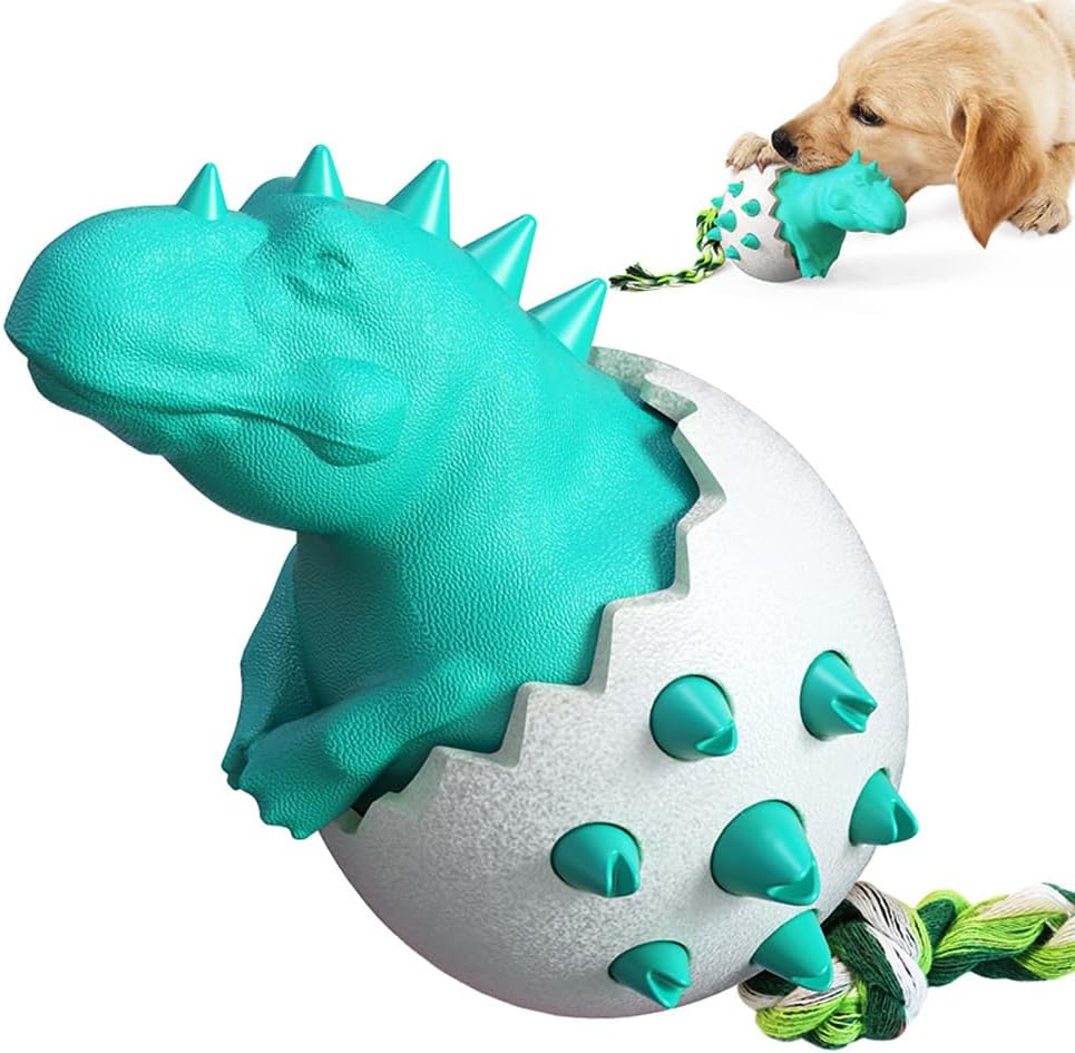 Dinosaurier-Hundespielzeug aus Gummi, robust und interaktiv, ideal für Welpen. Fördert Zahngesundheit und Spielspaß. Perfekt für Kauspielzeug.