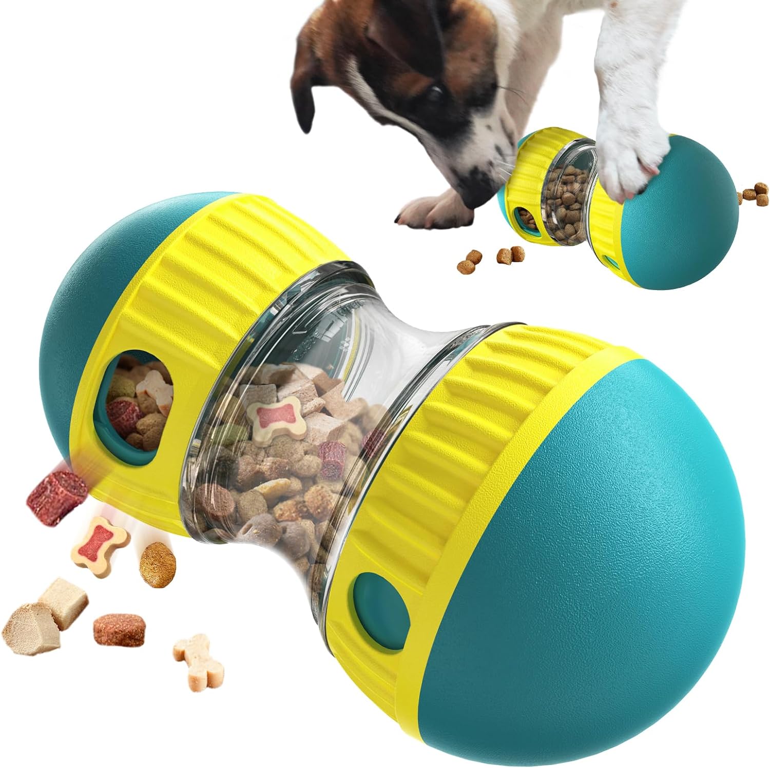 Hundespielzeug Futterspender, interaktiver Snackball, robustes Design, fördert geistige Stimulation, ideal für kleine und mittelgroße Hunde.