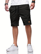 Herren schwarze Cargo-Shorts, Baumwolle, lässig, mit Taschen, Sommermode, knielang.