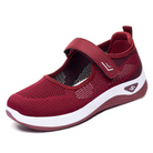 Damen Sneaker in Rot, atmungsaktiv mit Klettverschluss, ideal für Sport und Freizeit. Bequeme Passform, rutschfeste Sohle, modisches Design.
