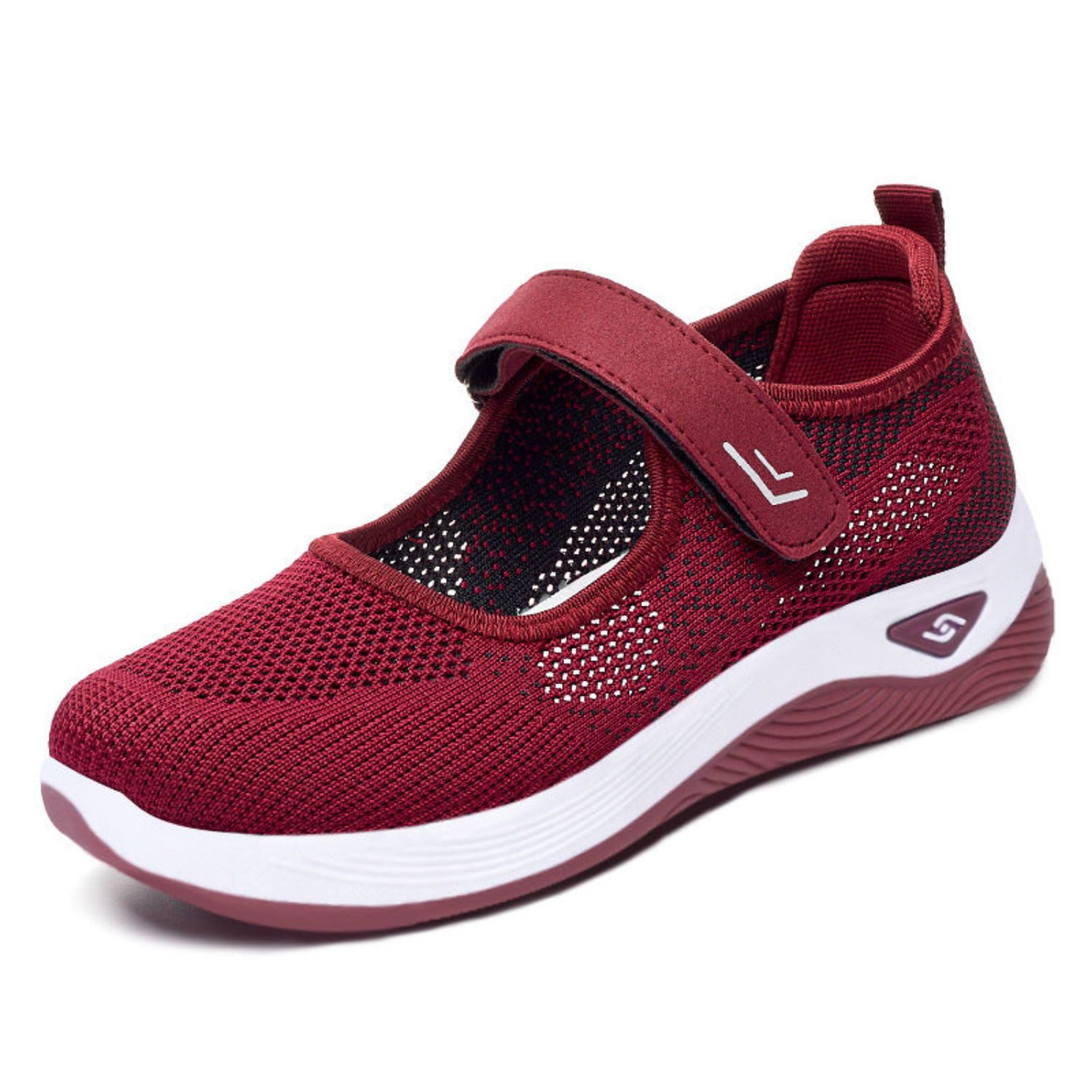 Damen Sneaker in Rot, atmungsaktiv mit Klettverschluss, ideal für Sport und Freizeit. Bequeme Passform, rutschfeste Sohle, modisches Design.