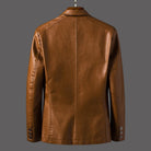 Herren-Lederjacke in Braun, schlanker Schnitt, koreanischer Stil, mit Reverskragen. Perfekt für Business und Mode. Hochwertiges PU-Material.