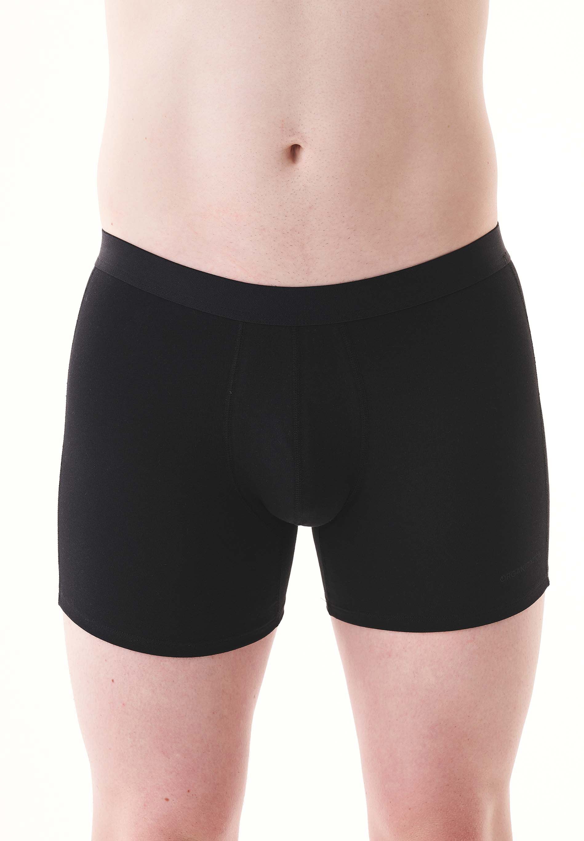 Schwarze Herren-Boxershorts aus Baumwolle, nahtloses Design, bequem und atmungsaktiv. Perfekt für Alltag und Sport. Hochwertige Unterwäsche.