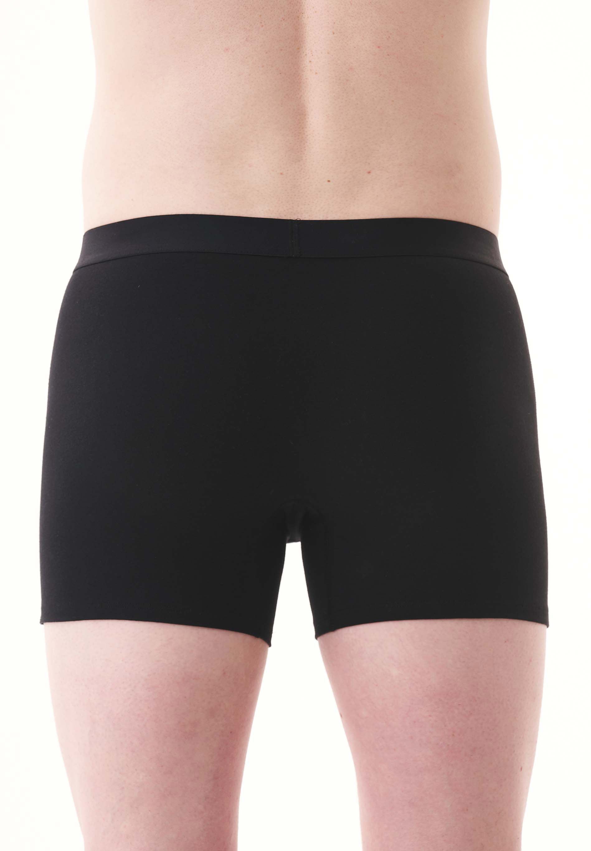 Schwarze Herren-Boxershorts aus Baumwolle, nahtloses Design, bequem und atmungsaktiv, ideal für Alltag und Sport, hochwertige Unterwäsche.