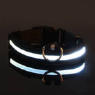 Leuchtendes LED-Hundehalsband in Schwarz, reflektierend und verstellbar, ideal für Sicherheit bei Nacht. Perfekt für Spaziergänge im Dunkeln.