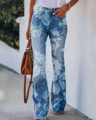 Damenjeans mit Schmetterlingsmuster, aus Polyester, voll lang, mit Reißverschluss. Perfekt für lässige Outfits und modische Streetwear.