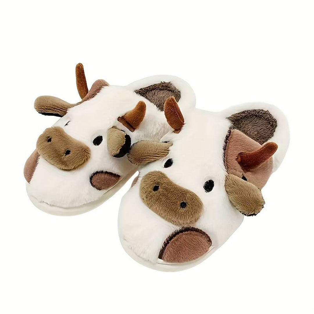 Kuh-Pantoffeln aus Plüsch, gemütliche Hausschuhe für Damen und Herren, ideal für Winter, warm und rutschfest, perfektes Geschenk.