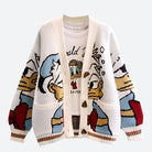 Disney Strickjacke mit Donald Duck Motiv, Cartoon-Pullover für Damen, ideal für Herbst und Winter, lässig und modisch, japanischer Stil.