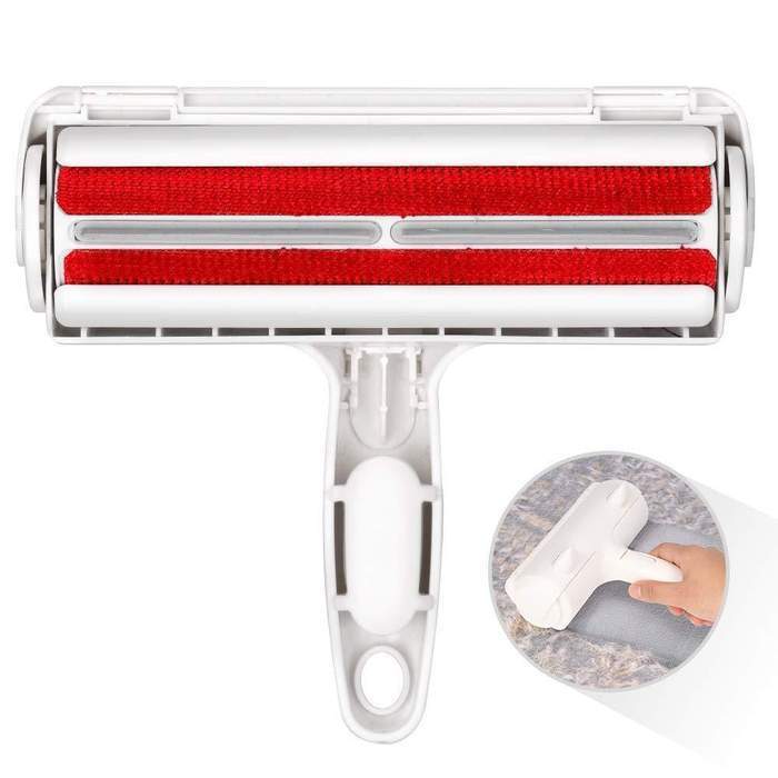 Fusselrolle weiß-rot, Tierhaarentferner, wiederverwendbar, für Kleidung und Möbel.