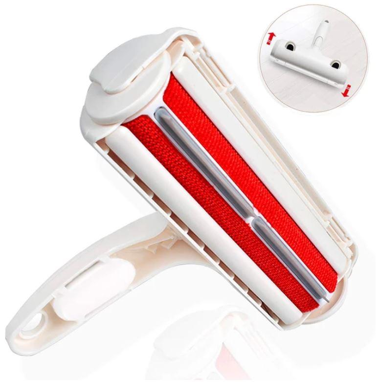 Fusselroller, rot-weiß, wiederverwendbar, Tierhaare entfernen, Kunststoff, ergonomischer Griff