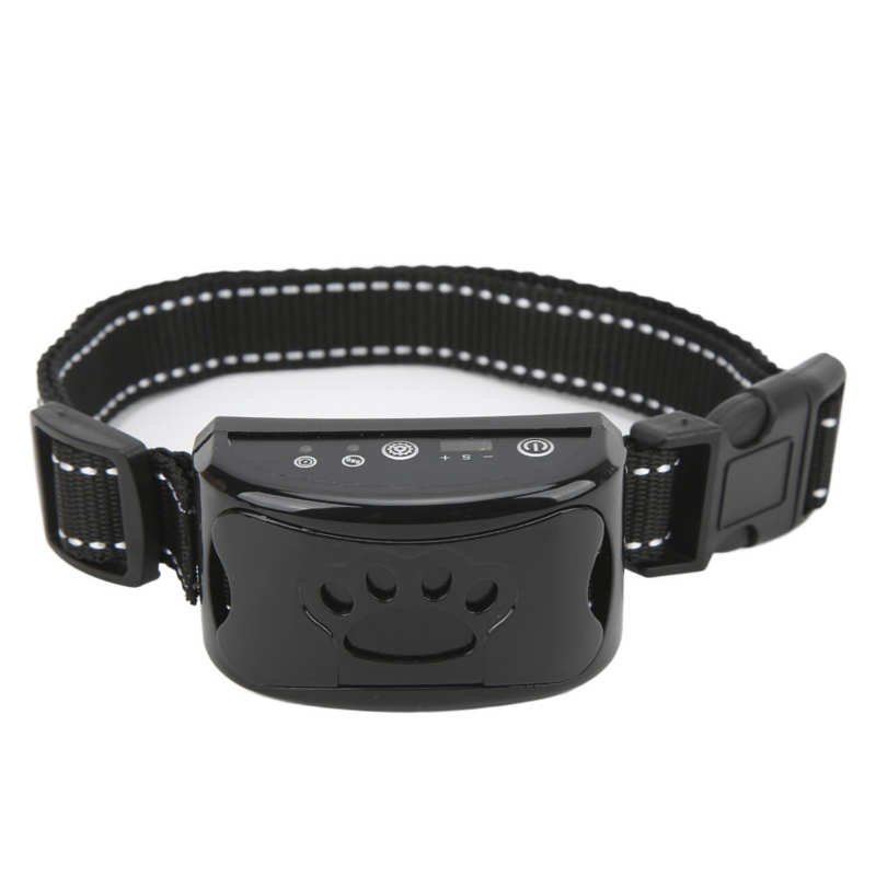 Schwarzes Anti-Bell-Halsband für Hunde, verstellbar, mit Vibrations- und Tonfunktion.