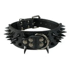 Schwarzes Lederhalsband mit Nieten, verstellbar, für Hunde, robustes Design.