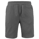 Graue Herren-Shorts aus Baumwoll-Leinen, atmungsaktiv, locker, ideal für Sommermode.