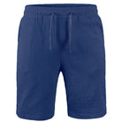 Blaue Herren-Shorts aus Baumwoll-Leinen, sommerlich, atmungsaktiv, locker, Freizeitmode.
