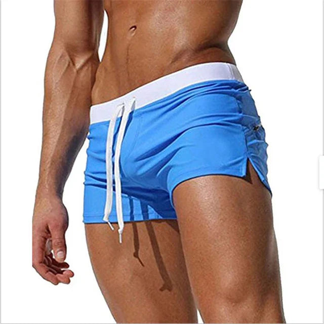 Herren-Badehose, schnell trocknend, atmungsaktiv, mit Reißverschlusstasche. Ideal für Surfen, Schwimmen und Strand. Sportliche Boardshorts.