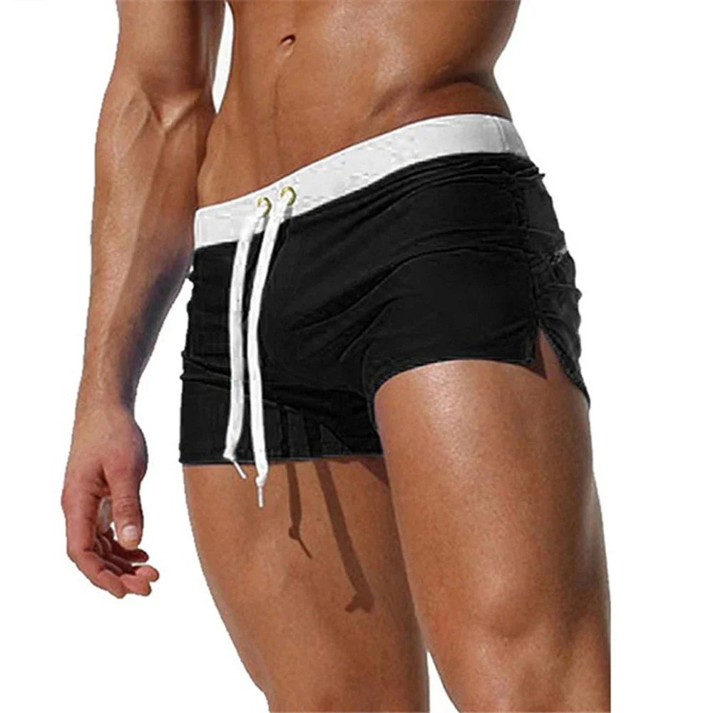 Herren-Badehose, schnell trocknend, atmungsaktiv, mit Reißverschlusstasche, ideal für Surfen und Strand. Perfekt für sportliche Aktivitäten.