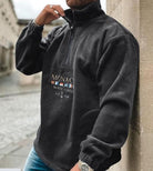 Schwarzer Fleece-Pullover mit Reißverschluss und Monaco Monte Carlo Yacht Club-Logo, ideal für Herrenmode, Herbst- und Winterkleidung.