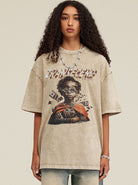 Damen-T-Shirt mit Grafikdruck, lässiger Stil, Baumwolle, Oversize, modisches Design, ideal für Streetwear und Freizeitmode.