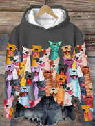 Bunter Hoodie mit Hundemotiv, ideal für Tierliebhaber. Modisches Design, bequemer Stoff, perfekt für Freizeitkleidung und Geschenkideen.