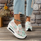 Damen-Sneaker mit Spitze, florales Design, Plateau-Sohle, lässig, modisch, ideal für Frühling und Sommer, kombiniert mit Jeans.