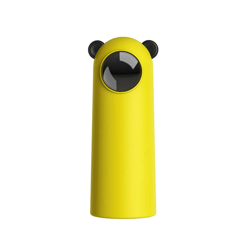 Gelber Mülleimer mit Bärenohren-Design, Kunststoff, modern, für Kinderzimmer oder Büro.