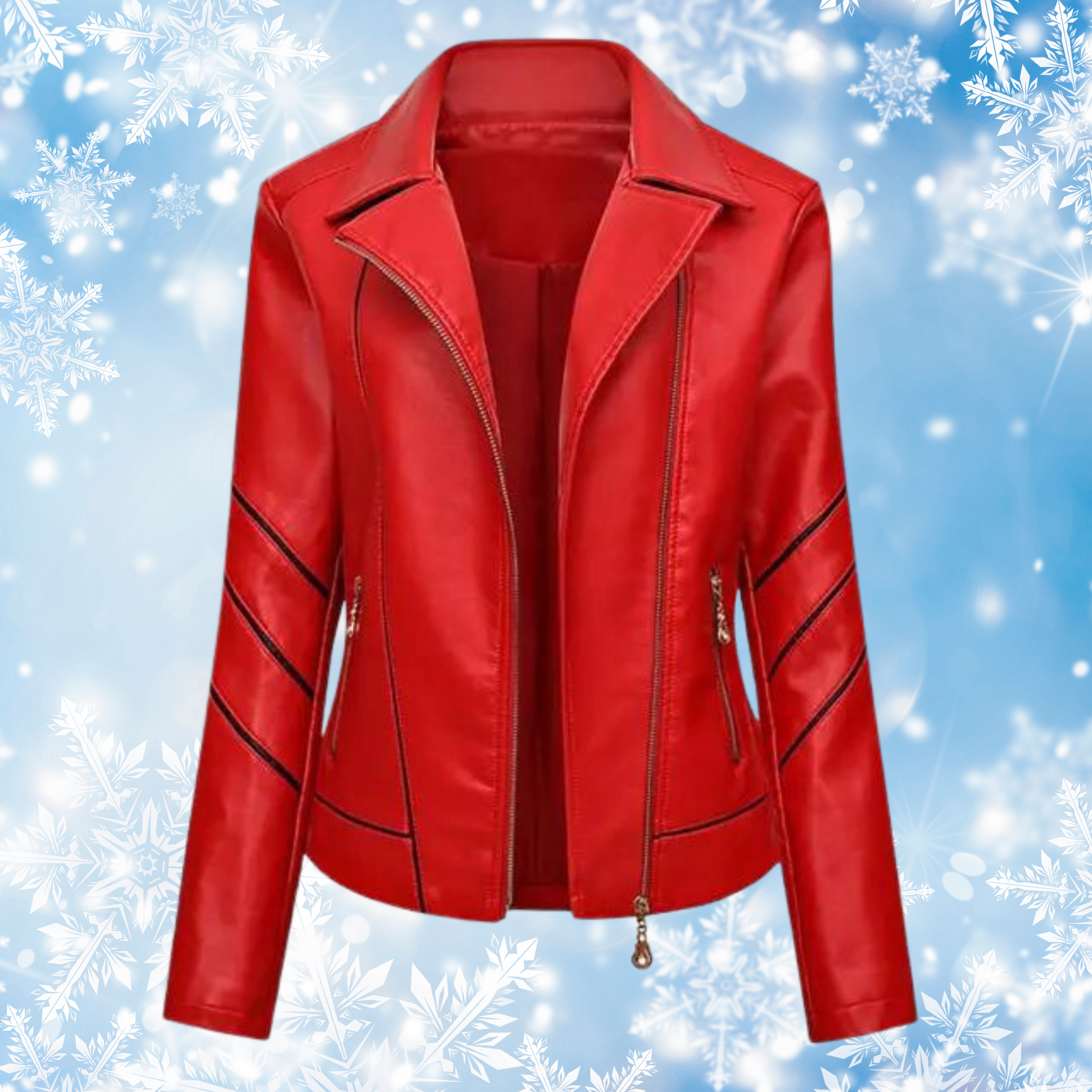 Rote Lederjacke für Damen, stilvoll und modern, ideal für Wintermode. Perfekt für trendige Outfits und als modisches Statement.