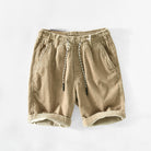 Beige Cord-Shorts für Herren, lässig, mit Kordelzug, Sommermode, bequem, atmungsaktiv.