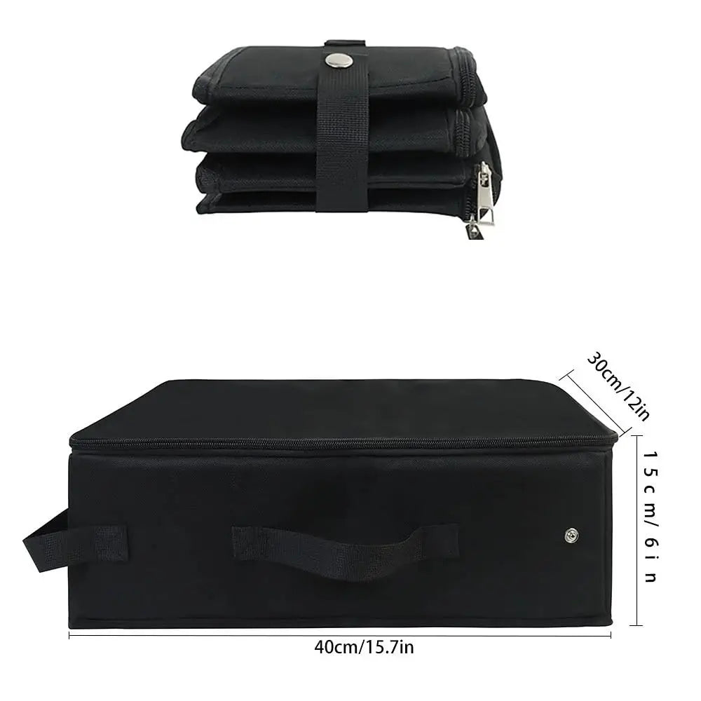 Schwarze faltbare Aufbewahrungsbox mit Griff, 40x30x15 cm, ideal für platzsparende Organisation.