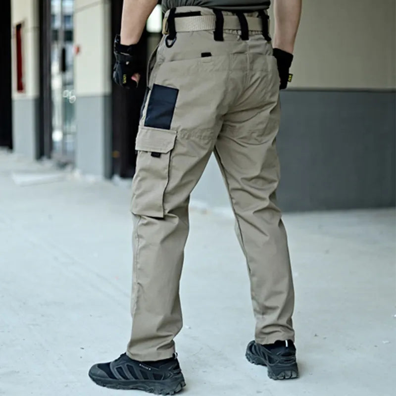 Taktische Cargohose Herren, beige, mit Taschen, Outdoor, robust, atmungsaktiv, Freizeitkleidung.