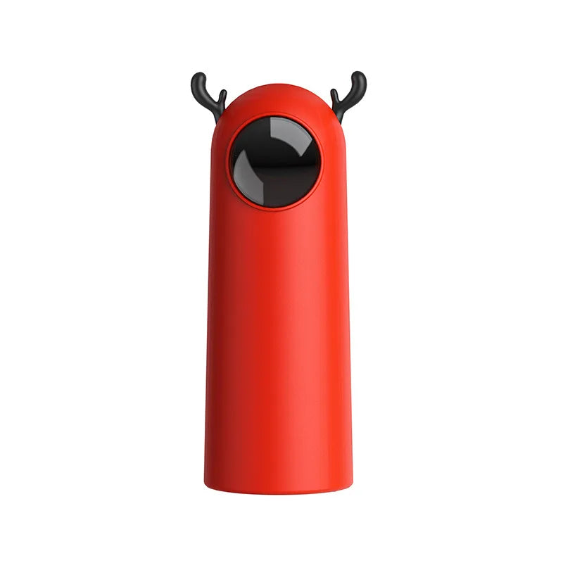 Roter Mülleimer mit Deckel, Teufelshörner-Design, Kunststoff, modern, stilvoll, Abfallbehälter.