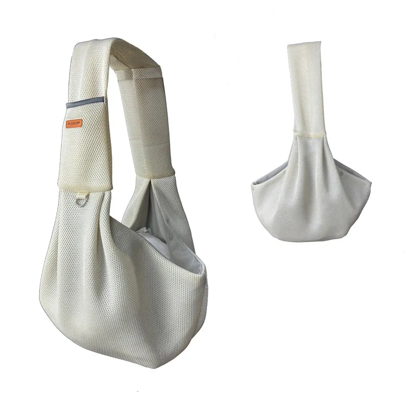 Weiße, faltbare Einkaufstasche aus Mesh-Stoff, umweltfreundlich, wiederverwendbar, modern.