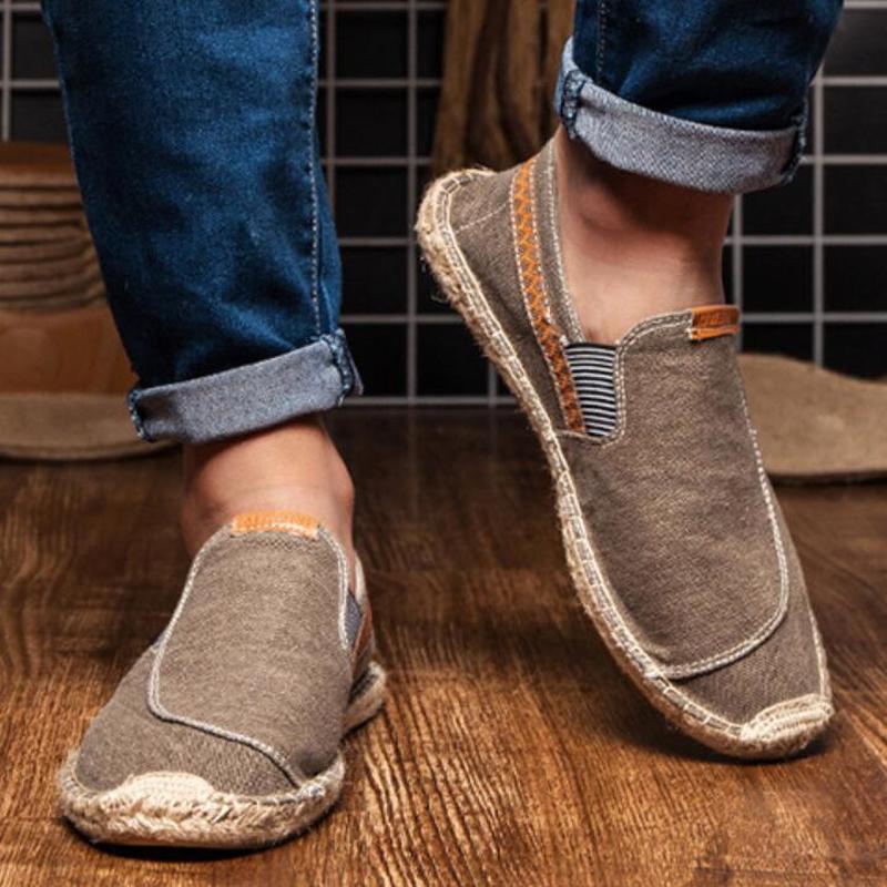 Herren-Espadrilles aus Leinen, lässig und bequem, ideal für den Sommer. Perfekt für Freizeit und Strand. Hochwertige, atmungsaktive Materialien.