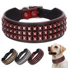 Rotes Nieten-Hundehalsband aus Leder, verstellbar, robust, für große Hunde.